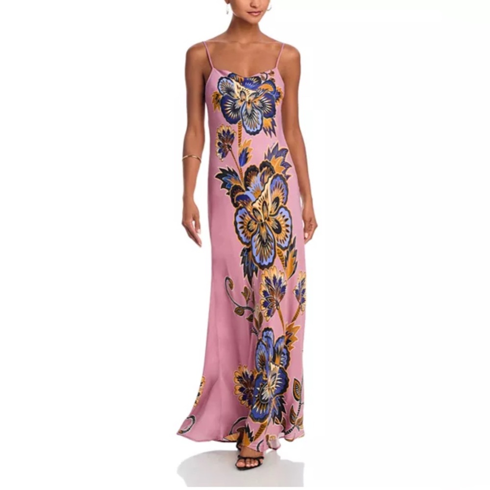 Farm Rio Floral Pink Slip Maxi Dress, Pink Maxi Dress